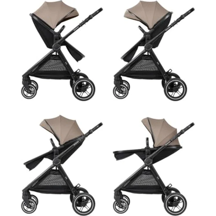 Kikka Boo Kombikinderwagen Ava 3 in 1, mit Babyschale und Gummirädern, Farbe: beige – Bild 5