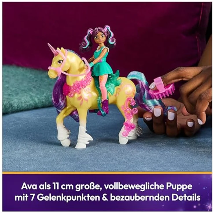 Spin Master Anziehpuppe Unicorn Academy - Ava & Einhorn Leaf, 12 cm mit echter Mähne und beweglichen Gelenkpunkten – Bild 5