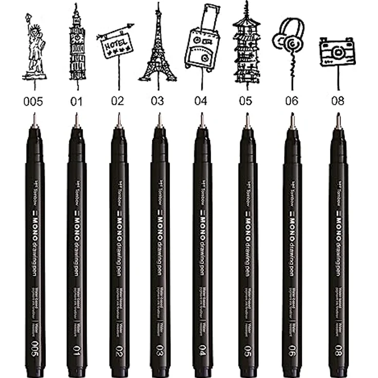 Tombow MONO drawing pen 06, Fineliner schwarz 0,5 mm, wasserlösliche Tinte, ergonomischer Griff – Bild 5