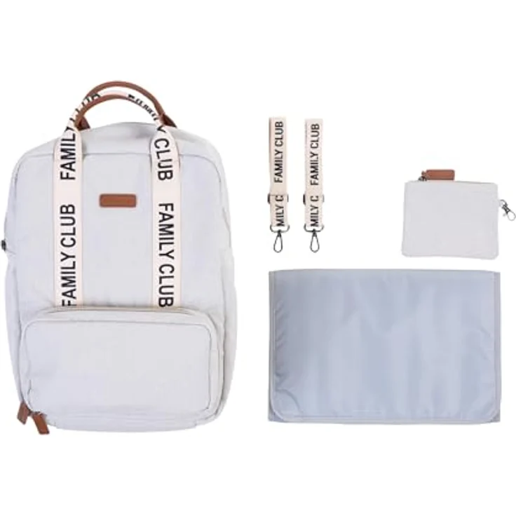 CHILDHOME Wickelrucksack Family Bag Club, Großes Fassungsvermögen, Multifunktional, Isotherm Taschen, Trolley-Koffer Durchgang, Kinderwagenbefestigung, 20,5L, Ecru – Bild 3