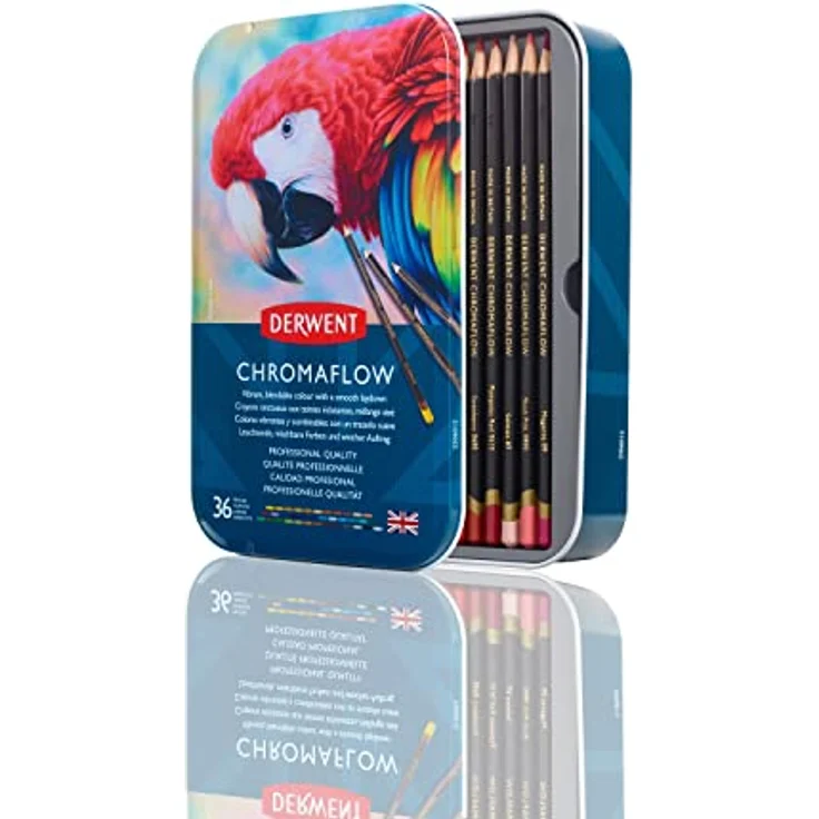 Derwent Chromaflow Buntstifte im 36er Set in Metallbox, 3,5 mm Minenstärke, Mischbar mit Geschmeidiger Textur, Ideal zum Zeichnen, Ausmalen und Layering, Professionelle Qualität, 2306012 – Bild 2