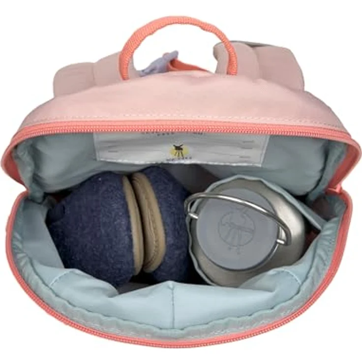 LÄSSIG Kleiner Kinderrucksack Sunshine peach, 3,5 Liter Krippenrucksack mit Brustgurt und Trinkflaschenhalter für Kinder – Bild 4