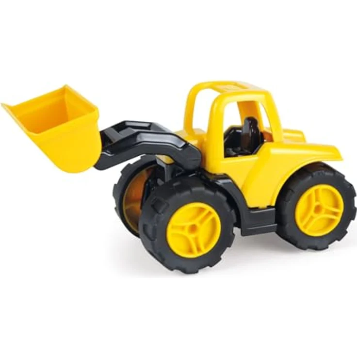 Lena 1262 Workies Schaufellader 14 cm, Baufahrzeug aus ABS Kunststoff, mit bewegbarer Schaufel, Gummi-Reifen, Stahl-Achsen - Gelb, Schwarz – Bild 3