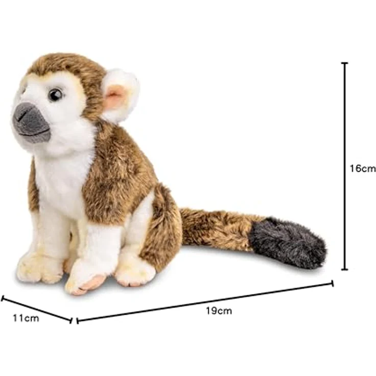Uni-Toys Totenkopfaffe, sitzend - 19 cm hochwertiges Plüsch-Kuscheltier, lebensecht und flauschig weich – Bild 5