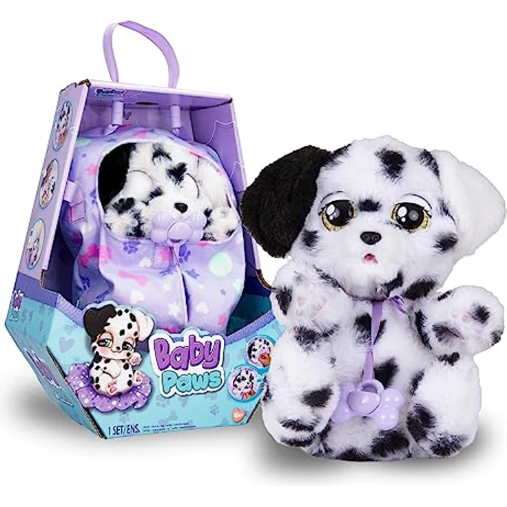 BABY PAWS Dalmatian - Schlafender Hundewelpe und Interaktives Plüschtier Mit Soundfunktion beim Öffnen und Schließen der Augen, inklusive einer Tragedecke!-Geschenk Spielzeug für Kinder ab 18 Monaten – Bild 1