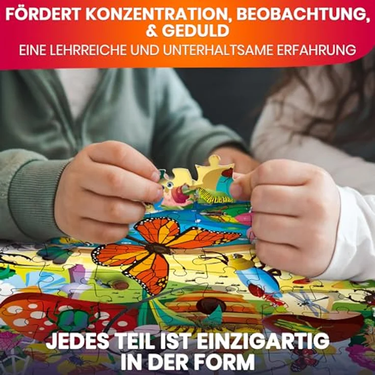 Boden Puzzle ab 4 5 6 Jahre – 3 große 100 Teile Spiele für Kleinkinder von Quokka – Spielzeug zum Lernen von Insekten Meeres- und Waldtieren – Geschenk für Jungen und Mädchen 7 8 – Bild 7