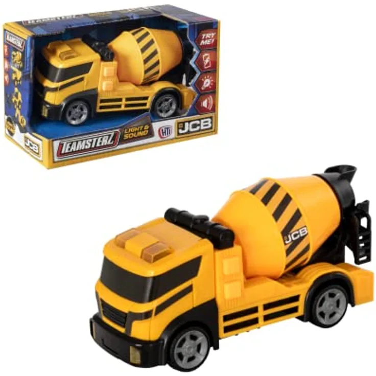 Teamsterz JCB Small Light & Sound Cement Mixer - Spielzeug Zement-Mischer mit Licht- und Soundfunktion, drehbarem Zement-Mischtank, zum Spielen für drinnen und draußen geeignet