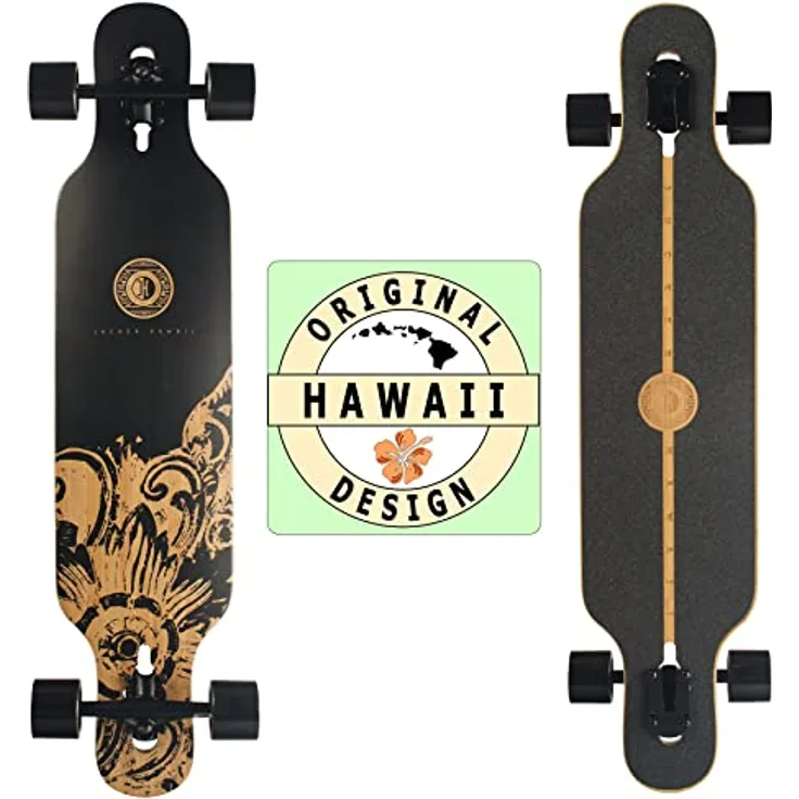 JUCKER HAWAII Longboard HOKU V2 Precision Flex 1, Fiberglas-Bambus-Konstruktion, 78A Allround Cruiser Wheels, ABEC 9 Kugellager