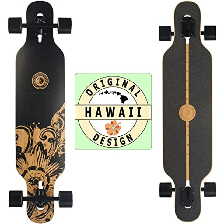 JUCKER HAWAII Longboard HOKU V2 Precision Flex 1, Fiberglas-Bambus-Konstruktion, 78A Allround Cruiser Wheels, ABEC 9 Kugellager – Bild 1