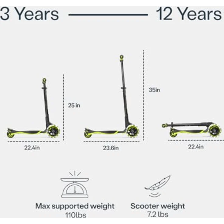smarTrike Kinderroller Xtend Scooter - Lime, für Kinder ab 3 bis 12 Jahren, bis 50 kg belastbar, verstellbarer Lenker, LED-Beleuchtung, kugelgelagerte Räder – Bild 6