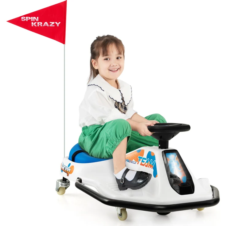 Goplus 24V Elektro Gokart, 200W bürstenloser Motor, Radio & Musik, sanfter Start, Geschwindigkeiten 9–15 km/h, ab 3 Jahren