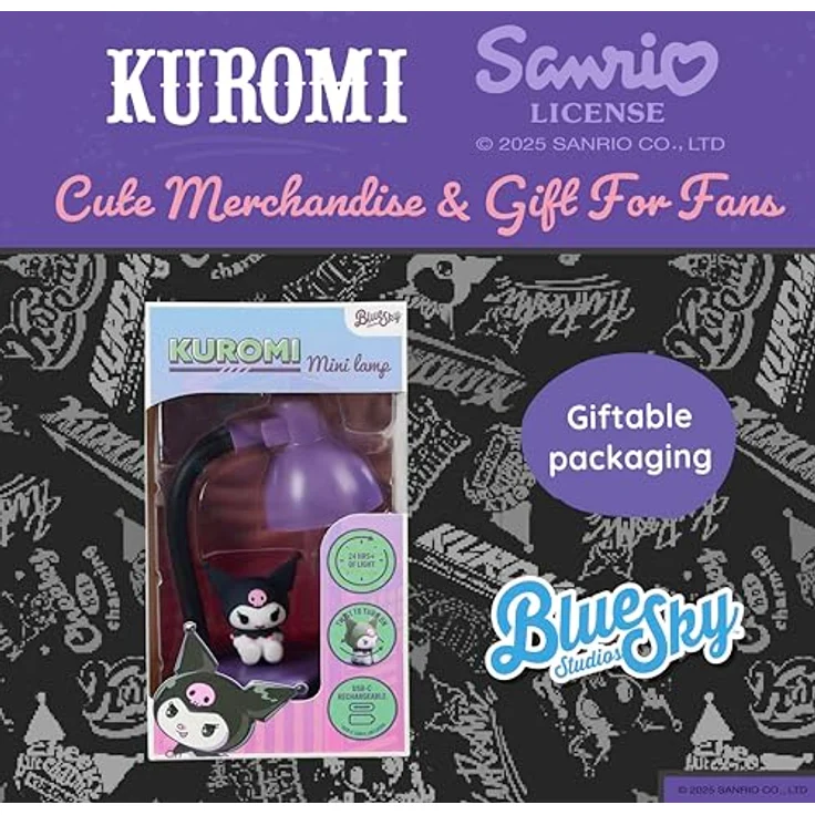 BlueSkyStudios Sanrio Mini LED-Lampe Kuromi Ver. 2, 11 cm, dekorative Tischlampe – Bild 6