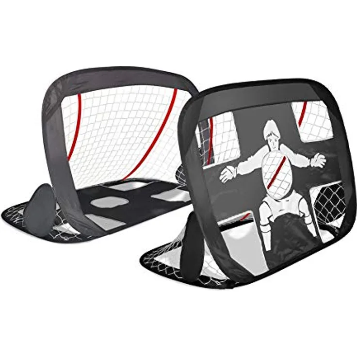 VOUNOT Fußballtor für Kinder 2er Set, Klappbares 2 in 1 Pop Up Tor, für Garten, Indoor, Outdoor (120 x 80 cm)