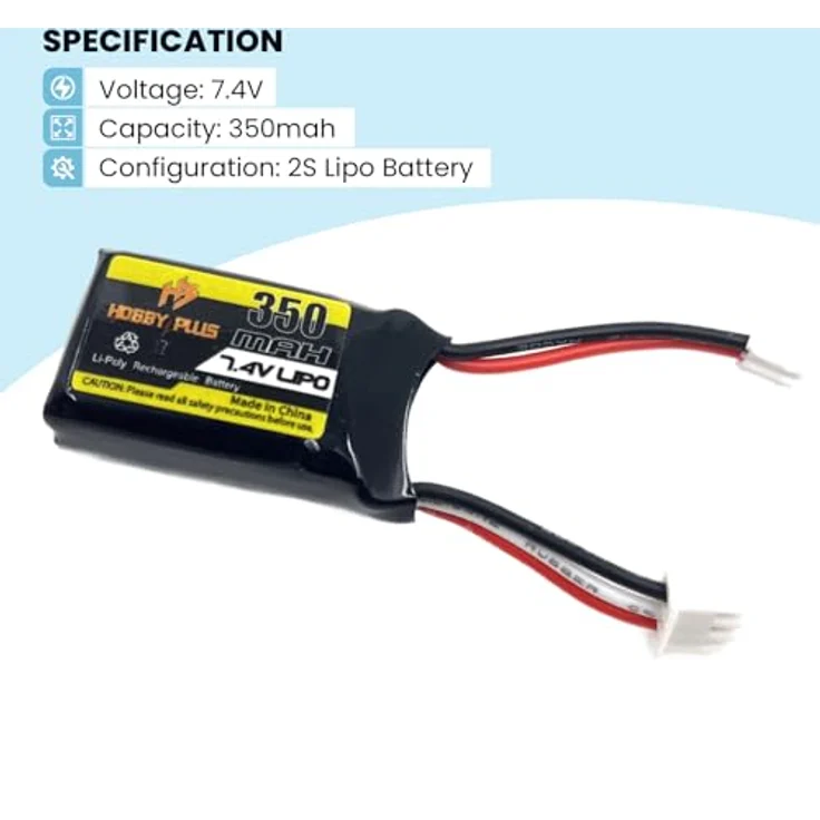 HOBBYPLUS LiPo Akku 7,4 V 350 mAh für Speck B 1/24 RC Buggy, JST-XH Stecker, kompakte Größe 35mm × 19mm × 13mm – Bild 5