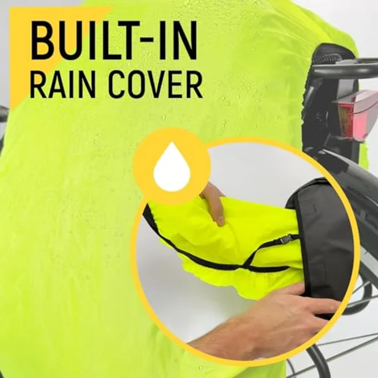 Wozinsky WBB30BK Velotasche, 30 l Gepäckträgertasche mit integriertem Regenschutz, 2-in-1 Design, strapazierfähiges Polyester – Bild 6