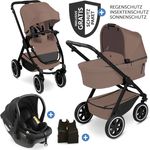 ABC Design Samba 2 3in1 Kinderwagen-Set, inkl. Babywanne, Autositz Drive N Care, Sportsitz, Dark Beige, mit XXL Zubehörpaket und Gratis Mobilitätsgarantie