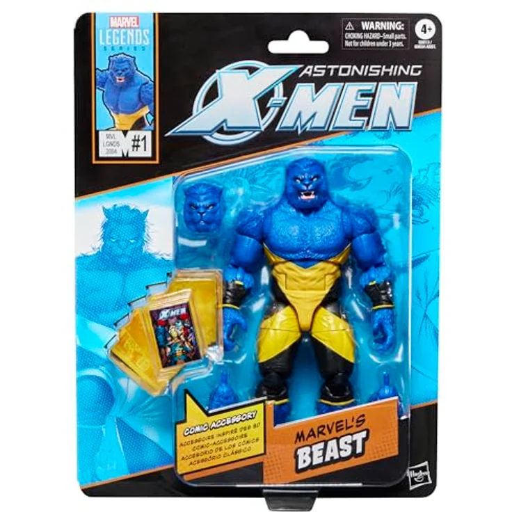 Marvel Legends Series Marvel's Beast Action-Figur, 15 cm bewegliche Sammelfigur mit 4 Accessoires und Comicbuch-Accessoire, inspiriert von den Astonishing X-Men Comics – Bild 1