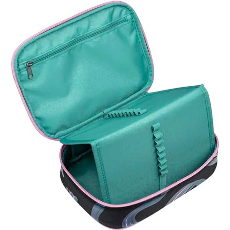 neoxx Schlamperbox Dunk Hello Wave, Federmäppchen mit Platz für 1 Geodreieck und 26 Stifteschlaufen, ca. 23,5 x 17 x 6,5 cm, aus 100% recyceltem PET – Bild 4