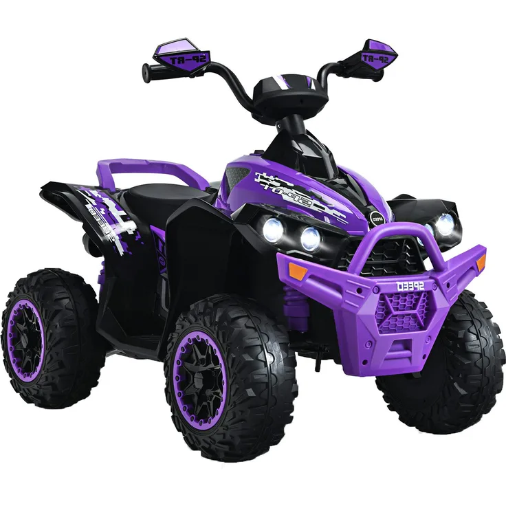 KOMFOTTEU Elektro-Kinderquad 12V, Lila, für Kinder 3–8 Jahre alt, bis 35 kg, mit LED-Scheinwerfern und rutschfesten PP-Rädern