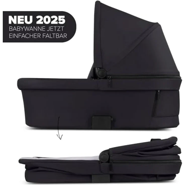 ABC Design Tragewanne für Neugeborene - faltbare Wanne mit CozyCloud Matratze, UV-Schutz 50+, passend für Zoom, Samba und Salsa Run - Pure - Coal – Bild 3