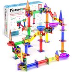 PicassoTiles Murmelbahn 50-teilige Magnetfliesen-Rennbahn Spielzeug-Set, Bauen & Lernen, pädagogische Magnetkonstruktion, Kinder-Gehirn-Entwicklungs-Kit | Jungen Mädchen ab 3 Jahren, bunt