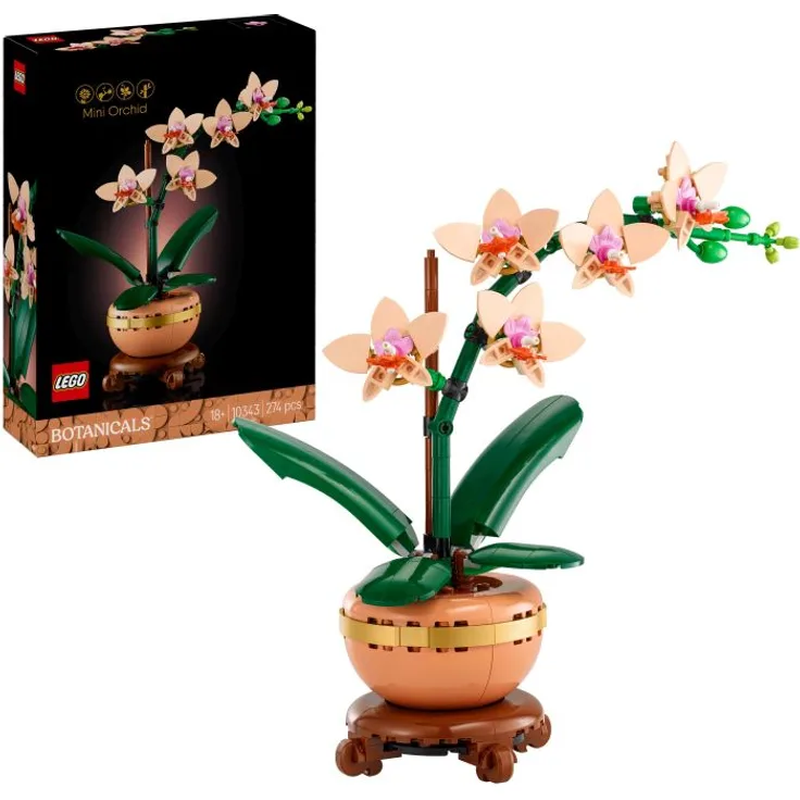 LEGO LEGO® Botanicals Mini-Orchidee 10343, Kunstblumen Set mit 274 Teilen, terrakottafarbener Blumentopf
