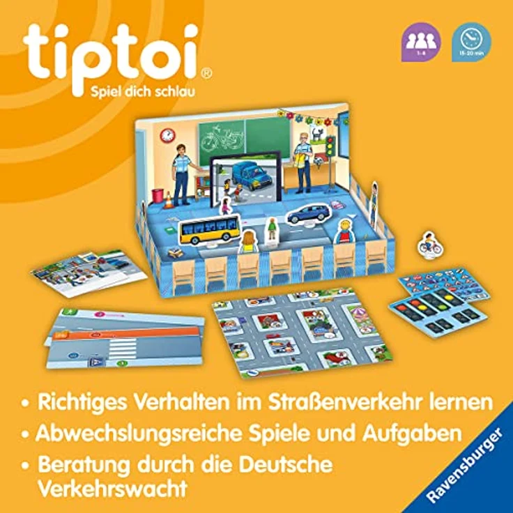 Ravensburger tiptoi Spiel 00173 - Sicher im Straenverkehr - Lernspiel ab 4 Jahren, lehrreiches Verkehrsspiel fr Jungen und Mdchen, fr 1-4 Spieler – Bild 6