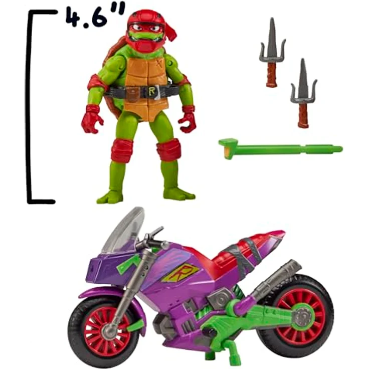 Playmates Teenage Mutant Ninja Turtles Raph Figur mit Purple Dragon Battle Cycle und Raketenscheinwerfer, One Size – Bild 4
