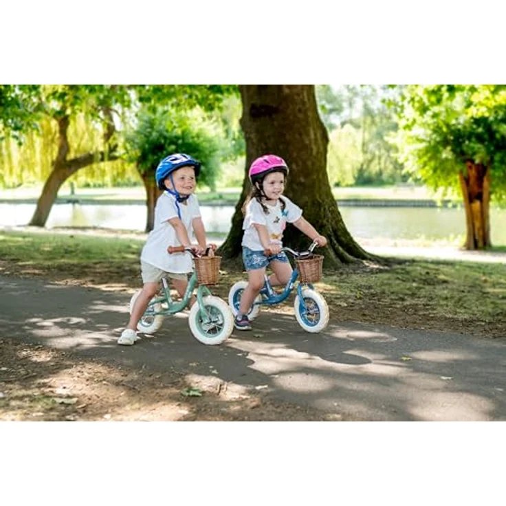 Huffy Laufrad Huffy Vintage Laufrad 10 Zoll, Blau - Laufrad ohne Pedale für Kinder, mit Vintage-Rahmen und Weidenkorb – Bild 10