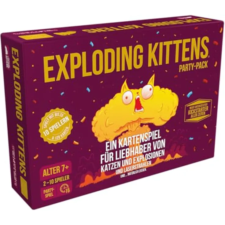 Exploding Kittens Spiel, Mehrfarbig, Bunt - Party-Pack für 2-10 Spieler, ab 7 Jahren, 15 Minuten Spielzeit