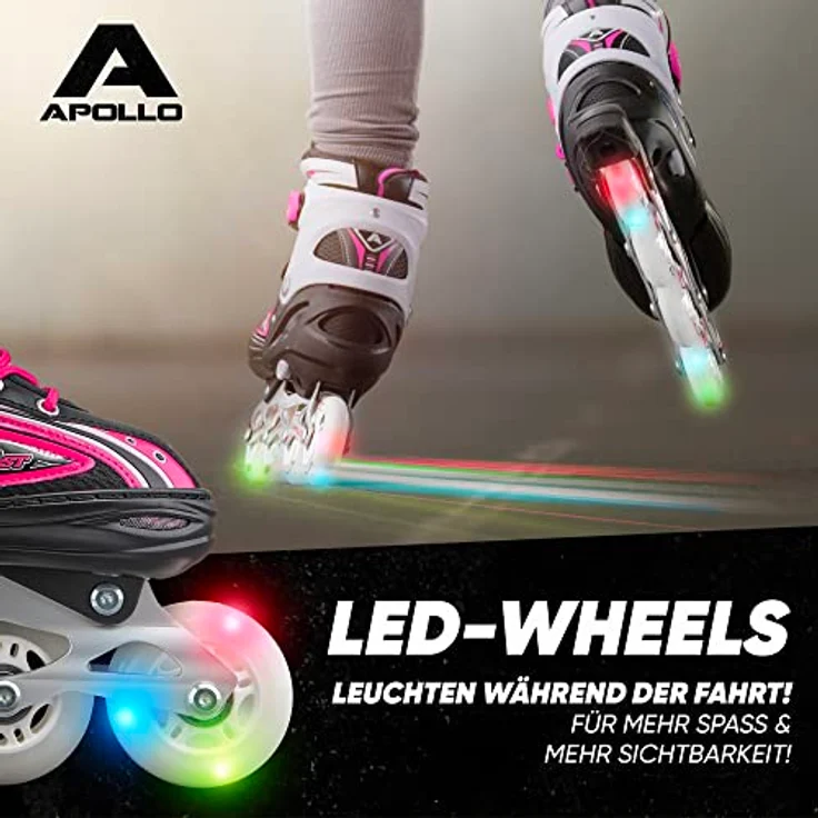 Apollo Super Blades | größenverstellbare Inliner für Kinder | Inliner Damen, Mädchen und Jungen passend in den Größen 31–42 | LED Inlineskates – Bild 3
