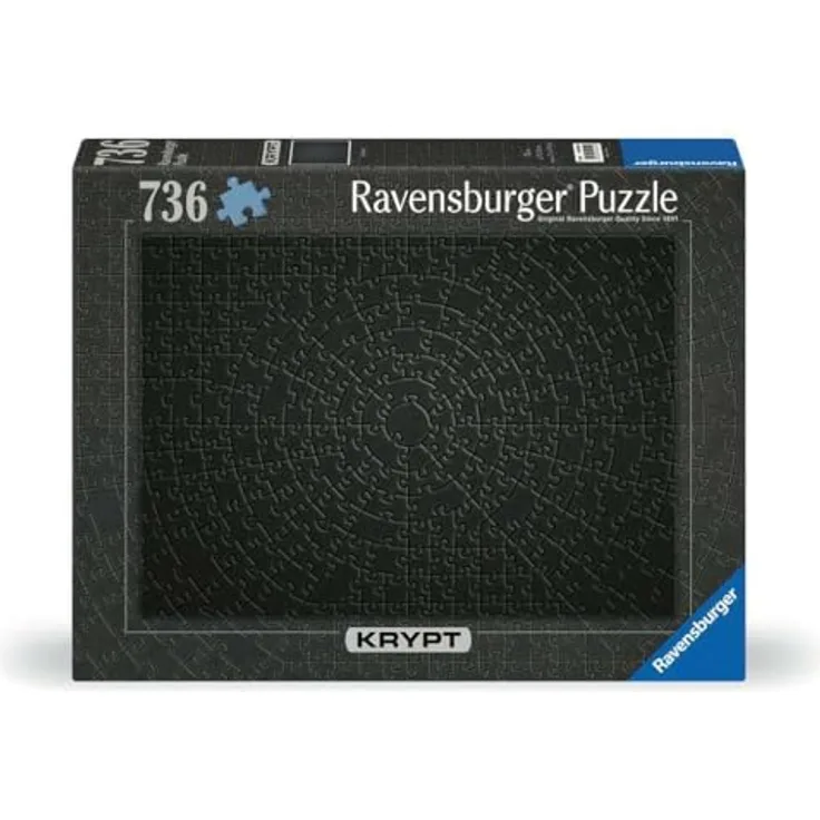 Ravensburger Puzzle 12000054 - Krypt Puzzle Schwarz - 736 Teile für Erwachsene ab 14 Jahren, schweres Einfarbiges Puzzle