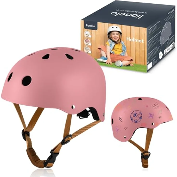 Lionelo Helmet Kinderfahrradhelm, verstellbar 50-56 cm, mit Kinnschutz, Intertek zertifiziert, Größe S - für Mädchen und Jungen, matte Oberfläche – Bild 1