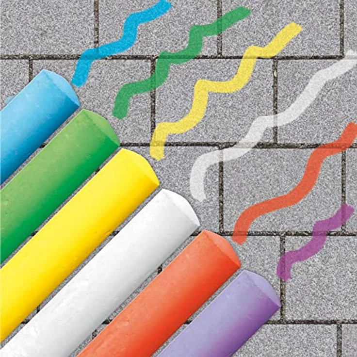 SES creative 02204 - Kreidestifte Safari, Straßenmalkreide in 6 Farben, 4 Tierschablonen aus Plastik, komplettes Set mit kräftigen Farben – Bild 3