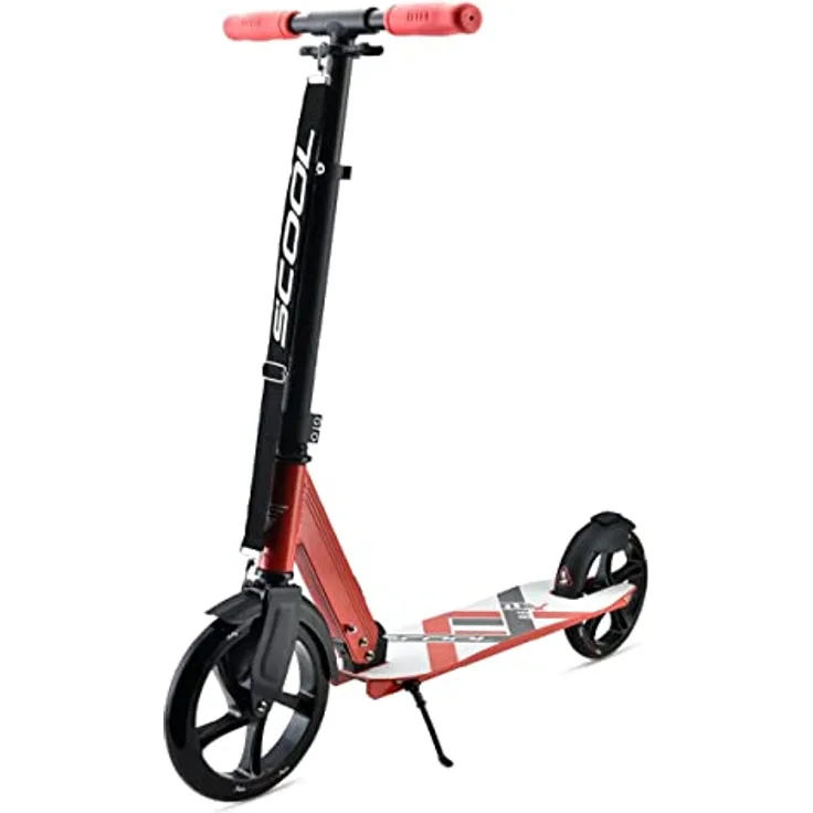 S'COOL Flax 8.5 Kinderroller in Rot - Klappbar und höhenverstellbar mit Hinterradbremse | Lenkerhöhe: 102 cm