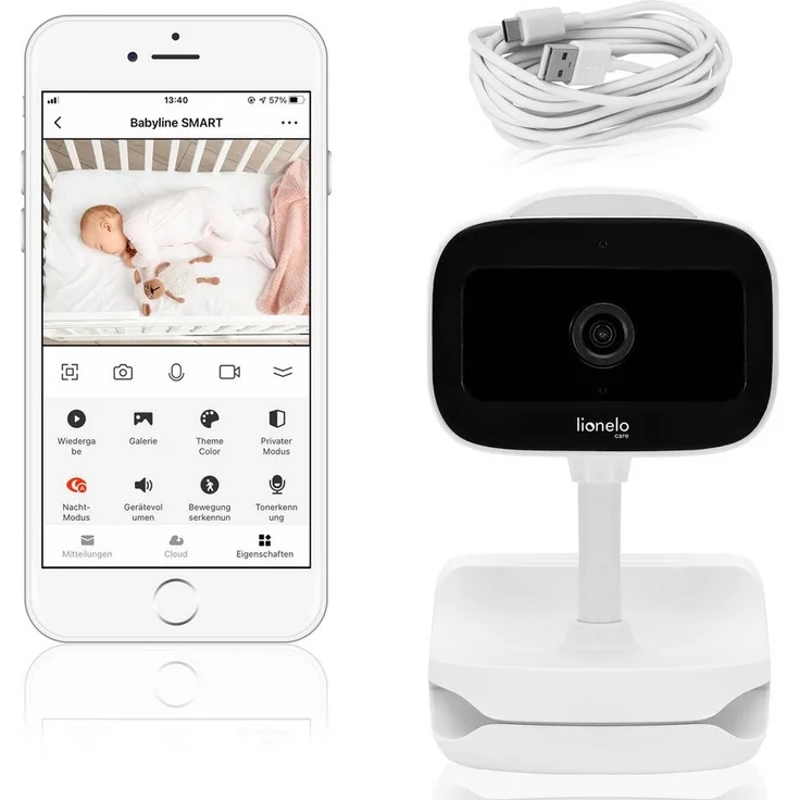 lionelo Video-Babyphone BabyLine Go, Set, 3350mAh/Benachrichtigung/Nachtsicht/Zoom/App/Kabellos