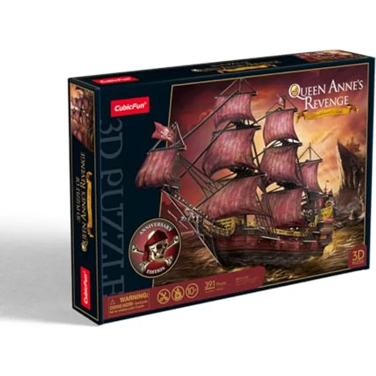 CubicFun 664040 3D Puzzle, Queen Anne's Revenge, Modellbausatz mit 391 Teilen, geeignet ab 10 Jahren