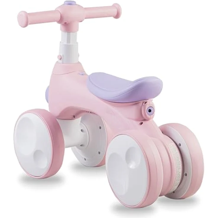 Momi Kinderlaufrad TOBIS, Lauf-Vierrad mit Hupe, farbwechselnder Leuchte, pannensicheren Kunststoffrädern und Seifenblasen-Anlage, Rosa – Bild 5