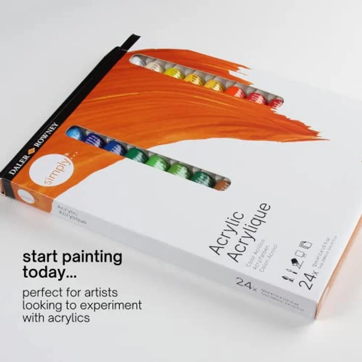 Daler Rowney Simply Acrylfarben Set, 24 Tuben à 12 ml, wasserverdünnbare Farben, hohe Lichtechtheit, Multi-Farben – Bild 3