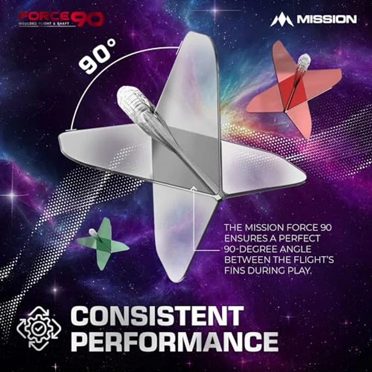 Mission Darts Force 90, integriertes Dart-Flight und Schaftsystem, Packung mit 3 langlebigen Standard Nr. 6 Darts, verschiedene Ausführungen erhältlich – Bild 5