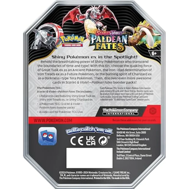 Pokémon TCG: Paldean Fates Iron Treads EX Tin - EN, Shiny Pokémon Extravaganza, 4 Booster Packs – Bild 3