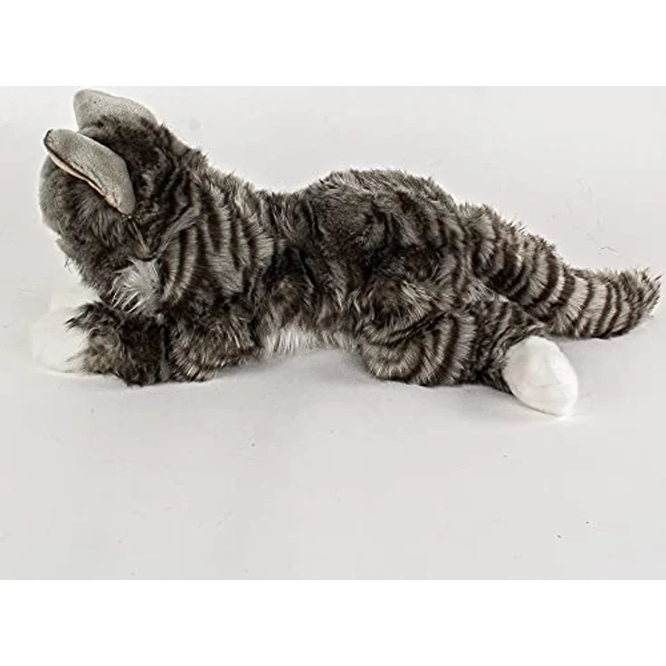 Teddys Rothenburg Kuscheltier Maine Coon norwegische Katze liegend grau getigert, 38cm Plüsch, waschbar bis 30°C, Uni-Toys Qualität – Bild 3