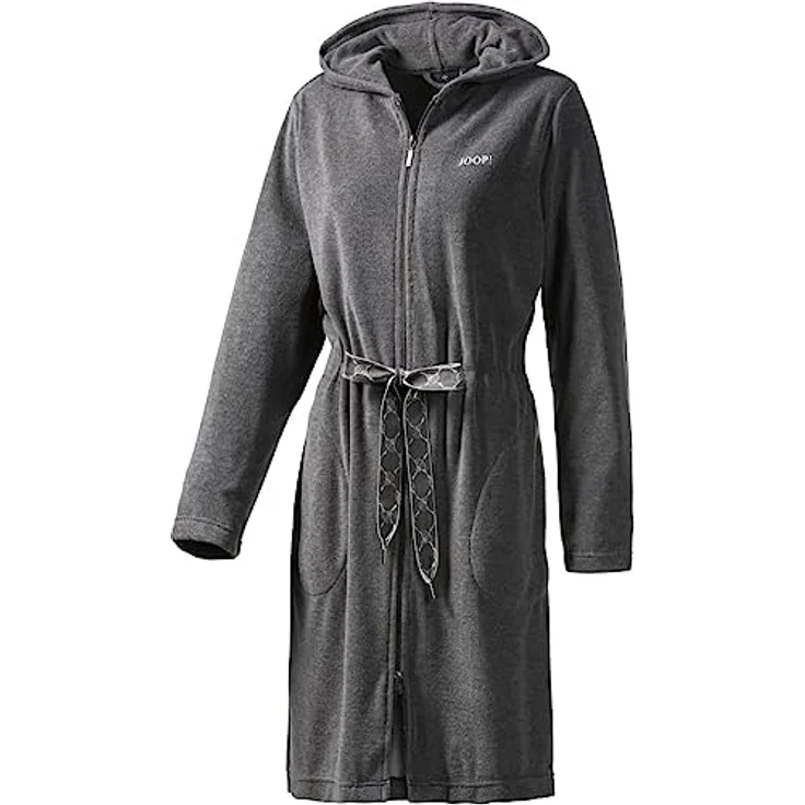 JOOP! Damenbademantel Active 1659 Kapuze Wirkfrottier, blau, 60% Polyester, 40% Baumwolle – Bild 1