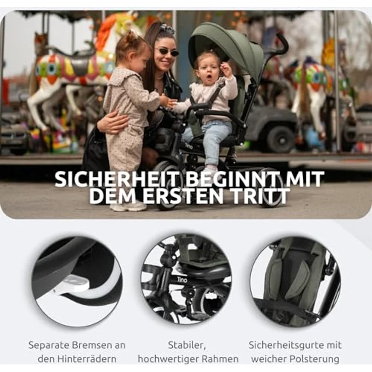 Lorelli Dreirad Tino, verstellbare Rückenlehne, drehbarer Sitz, Klingel und Korb, bis 25 kg – Bild 3