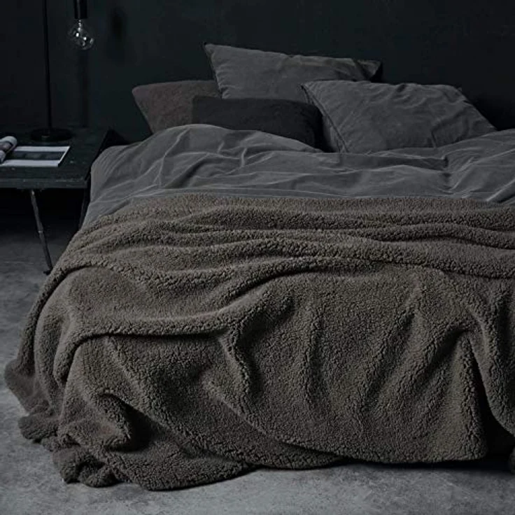 ESSENZA Bettwäsche, Baumwolle, Anthrazit, 155x220 cm (80x80 cm) mit Knopfverschluss – Bild 2