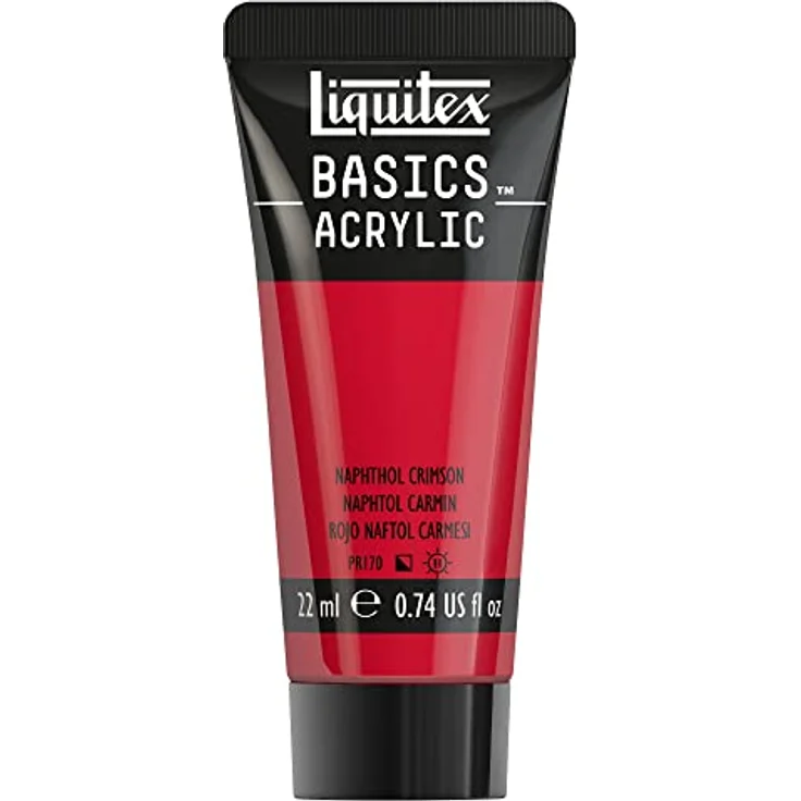 Liquitex Basics Acrylfarbe - Naphtholrot Karmin - 22 ml Tube, lichtecht, monopigmentiert, mittlere Viskosität, seidenglänzend, Archivqualität – Bild 1