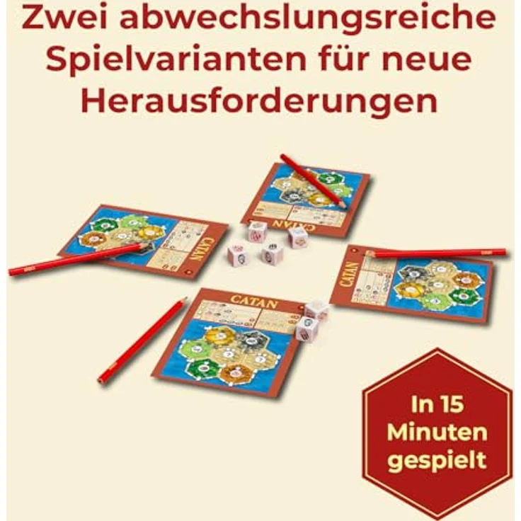 Kosmos CATAN - Das Würfelspiel, Strategiespiel mit 6 hochwertigen Würfeln, Spielblock und Bleistiften, für 1-4 Spieler ab 7 Jahren – Bild 5
