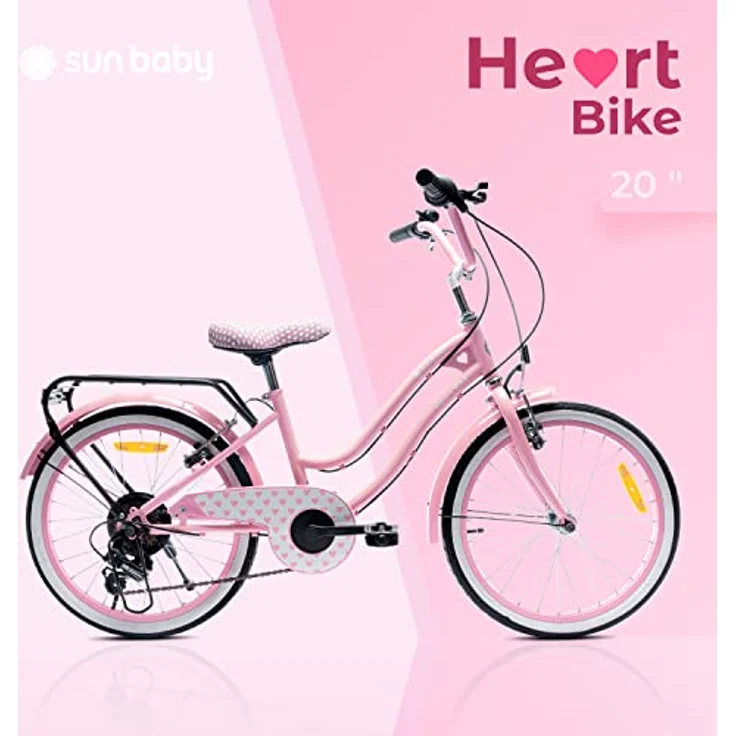 sun baby Mädchenfahrrad 20 Zoll Radgröße Heart Bike 6 Gang Shimano Kinderfahrrad für Mädchen von 6 bis 10 Jahre (Rosa, 20 Zoll) – Bild 2