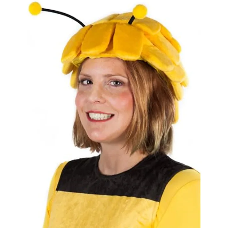 Maskworld Biene Maja Kopfbedeckung für Erwachsene - Gelbe Schaumstoff-"Haare" mit biegsamen Bienenfühlern