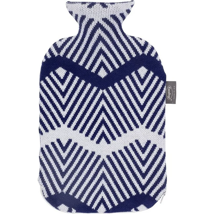 Fashy Wärmflasche mit Strickbezug Blau Weiß 2L Fashy 67378